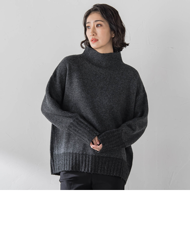 【WEB限定】”ふんわり配色の”もっちりハイネックニット