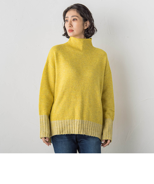 【WEB限定】”ふんわり配色の”もっちりハイネックニット