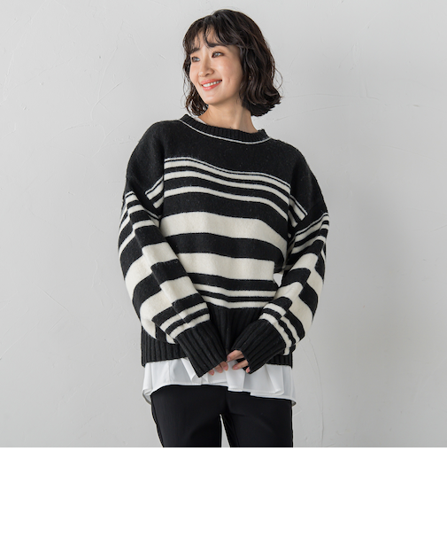 【WEB限定】”ふんわり着心地”ランダムボーダーニット