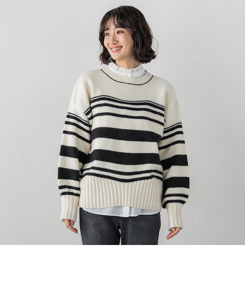 【WEB限定】”ふんわり着心地”ランダムボーダーニット