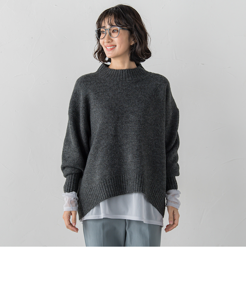 【WEB限定】ヤクライクモックネックニット