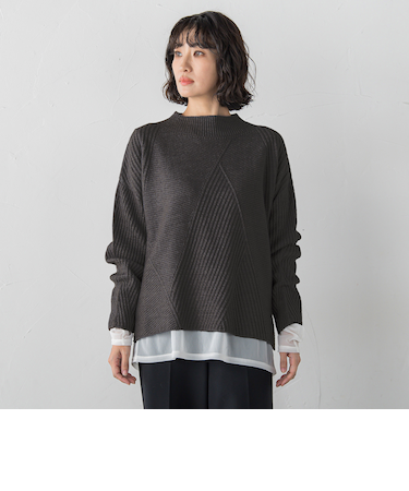 【大きいサイズ】ヘリンボーンニット