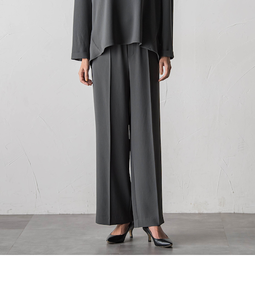 ハイストレッチカルゼワイドパンツ