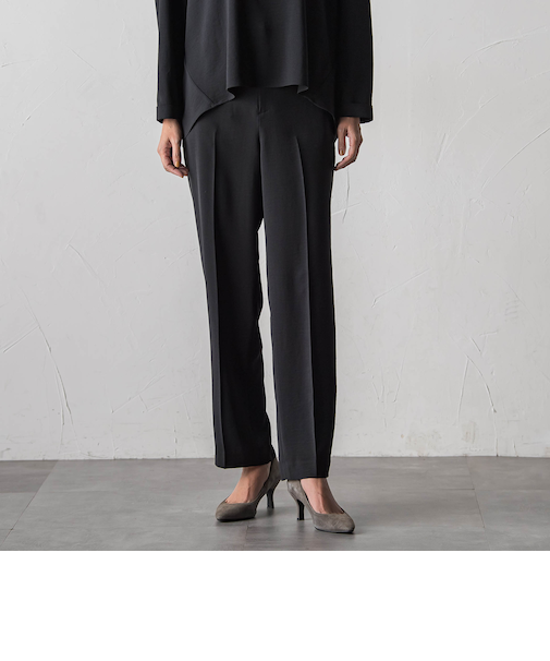 【大きいサイズ】ハイストレッチカルゼストレートパンツ