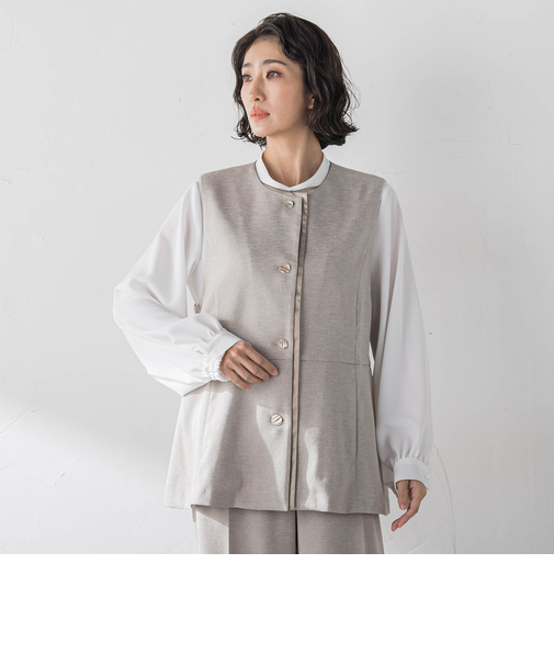 【大きいサイズ】リネンライクオックスジレ