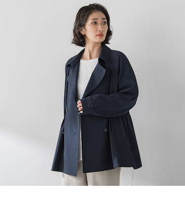 【大きいサイズ】シャンブレーショートトレンチ