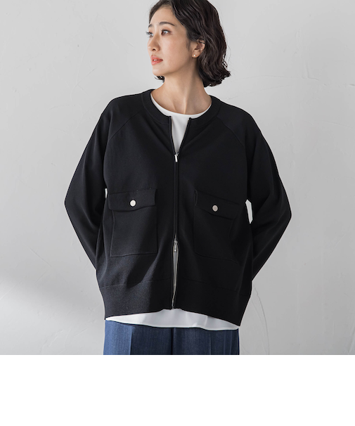 【大きいサイズ】ダブルジップブルゾンニット
