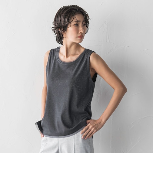 【大きいサイズ】ラメテレコタンクトップ