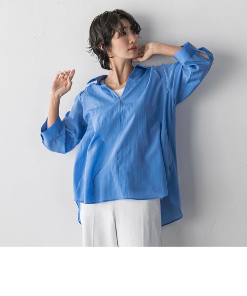 肌映え！スキッパーシアーブラウス