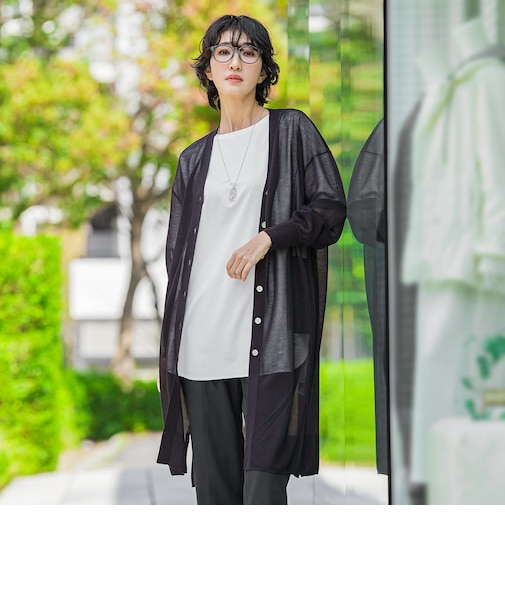 シアーシャイニーニットカーデ