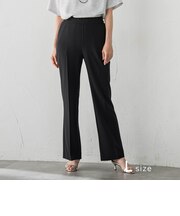 【大きいサイズ/すらっと美脚パンツ】フレアーストレートパンツ