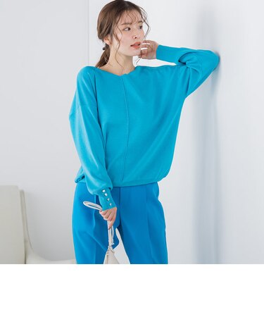 【ビッキー定番/ロングセラー/愛されニット】袖ボタンニット《手洗い可能》