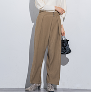 【ボディラインを拾わない】楽々スラックスタックハイウエストパンツ《手洗い可能》