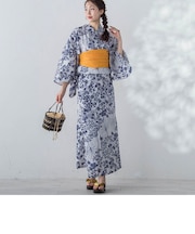 【浴衣3点セット】(ゆかた・しわ兵児帯・下駄)やまと撫子≪手洗い可能≫