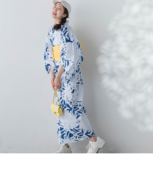 【浴衣2点セット】(ゆかた・しわ兵児帯)彼岸ボタル≪手洗い可能≫