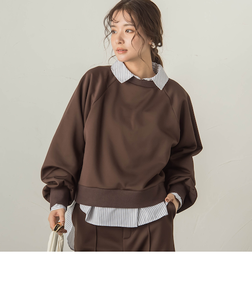 裏起毛ラグランプルオーバー≪セットアップ対応/手洗い可能≫