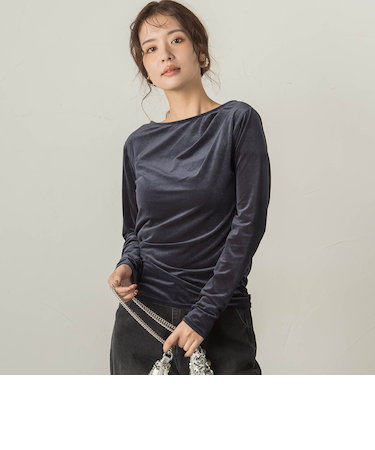 ニュアンスベロアアシメタックカットソー≪手洗い可能≫