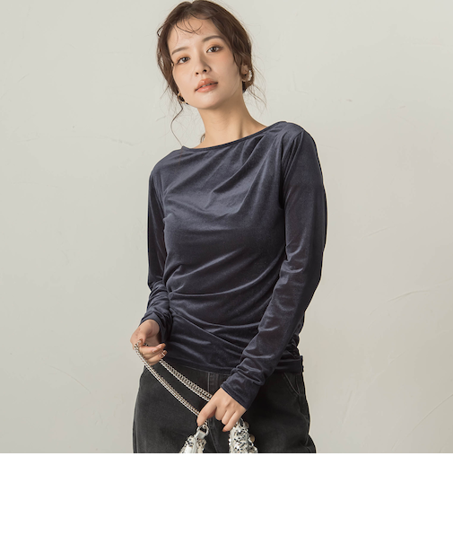 ニュアンスベロアアシメタックカットソー≪手洗い可能≫