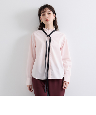 フリル衿ボウタイブラウス≪手洗い可能≫