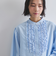 フリルバンドカラーストライプブラウス≪手洗い可能≫