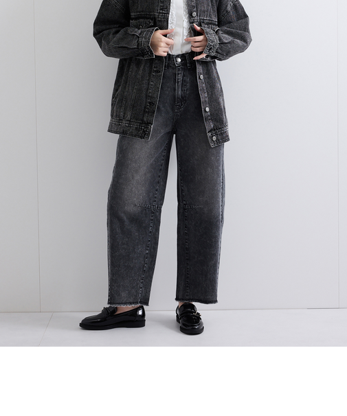 カーブダメージデニムパンツ≪洗濯機で洗える≫