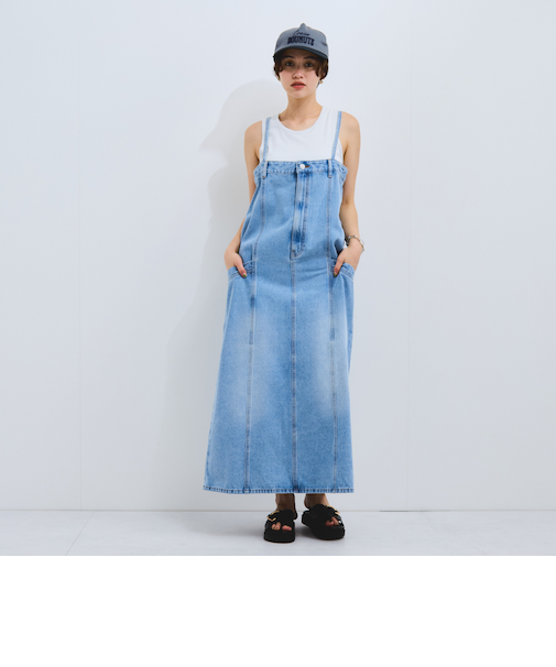 ライトオンスデニムサロペットスカート≪手洗い可能≫