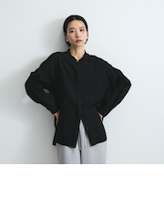 レーヨンヴィンテージバンドカラーシャツ≪手洗い可能≫