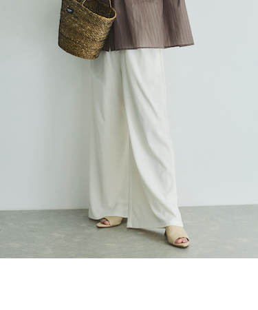 【汗染み防止】フロントギャザーイージーパンツ≪セットアップ対応/洗濯機で洗える≫