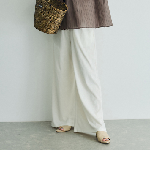 【汗染み防止】フロントギャザーイージーパンツ≪セットアップ対応/洗濯機で洗える≫