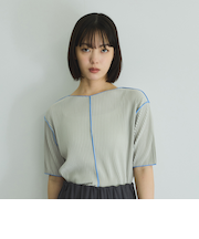メロー配色プリーツカットトップス≪手洗い可能≫