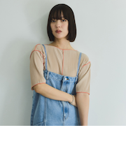 メロー配色プリーツカットトップス≪手洗い可能≫