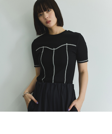 カットリブハイショクステッチTシャツ≪手洗い可能≫