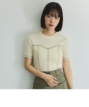 カットリブハイショクステッチTシャツ≪手洗い可能≫