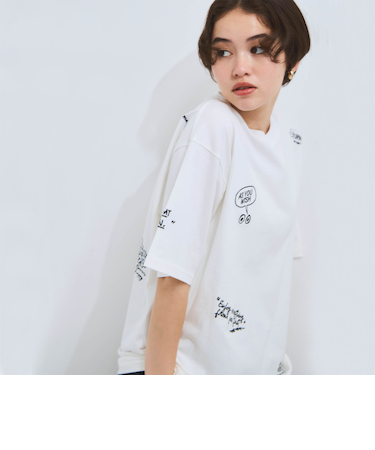 落書き刺繍Tシャツ≪洗濯機で洗える≫