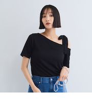 ワンショルリボンカットトップス≪手洗い可能≫