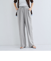 ミニ裏毛ピンタックワイドパンツ≪手洗い可能≫