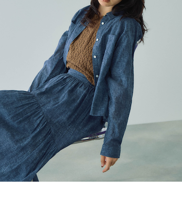 シアーデニムダブルポケットシャツ≪セットアップ対応/手洗い可能≫