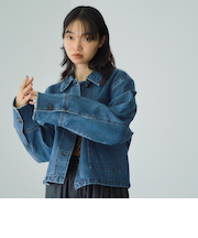 フラップポケットショートデニムブルゾン≪手洗い可能≫