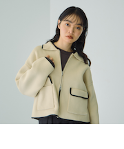 ハイショクカラーニットショートブルゾン≪手洗い可能≫