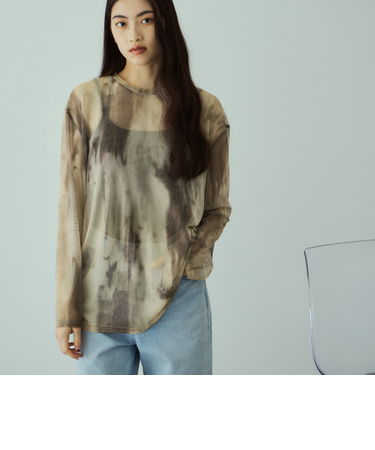 ニュアンスアート柄シアープルオーバー≪手洗い可能≫