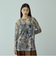 ニュアンスアート柄シアープルオーバー≪手洗い可能≫