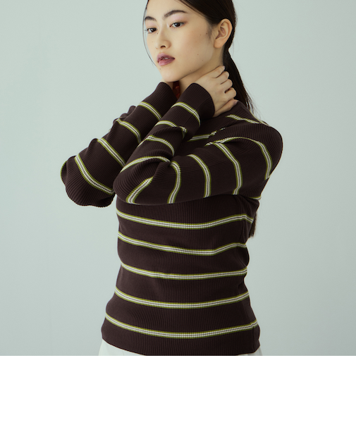 MIXカラーボーダーニットプルオーバー