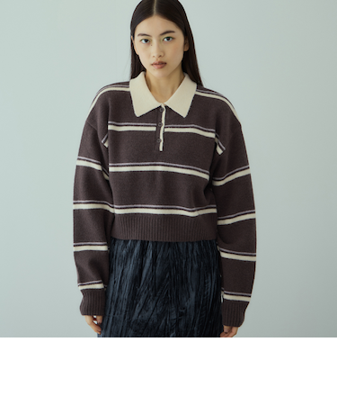 MIXボーダーポロニットプルオーバー