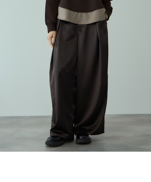 ヘビーサテンタックワイドパンツ≪手洗い可能≫
