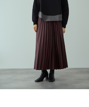 レザーライクジョーゼットプリーツスカート≪手洗い可能≫