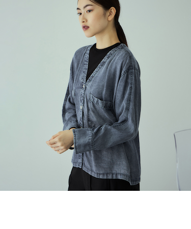 バイオシルクVネックブラウス≪洗濯機で洗える≫