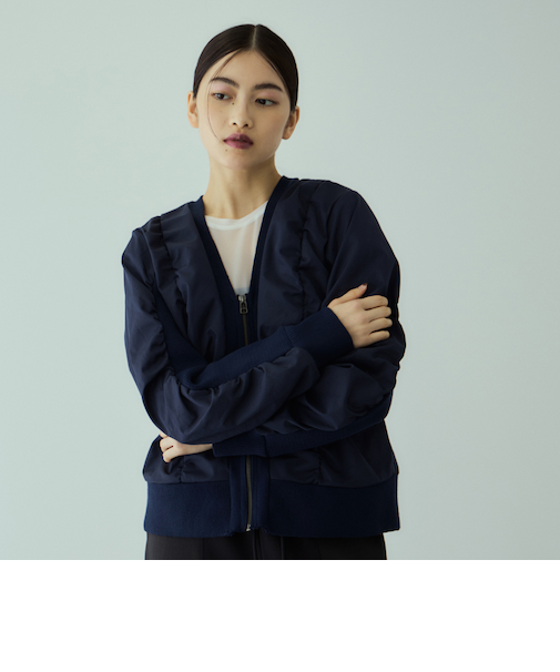 ミラノリブギャザーZIPブルゾン