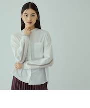 バックヨークラインバンドカラーブラウス≪手洗い可能≫