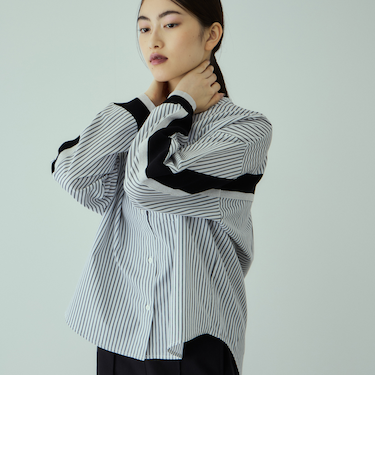 バックヨークラインバンドカラーブラウス≪手洗い可能≫