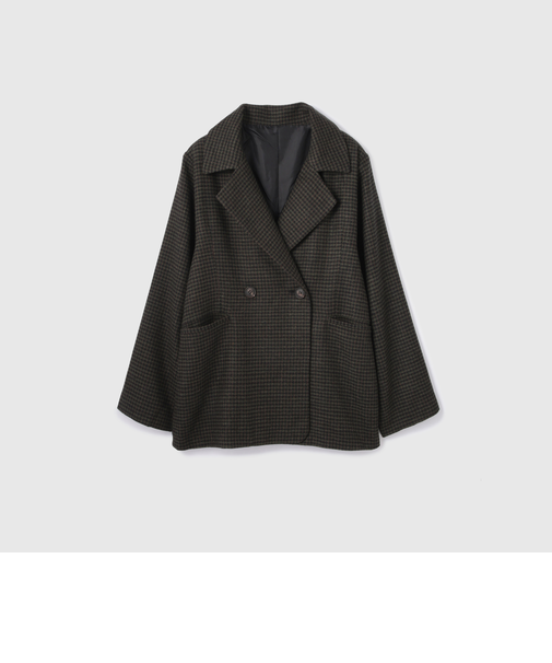 ツィーディチェックWボタンジャコット